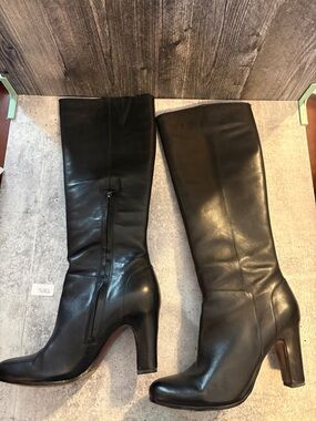 Sam Edelman Seraphina Black Knee High Leather Boots Heeled Sz 10